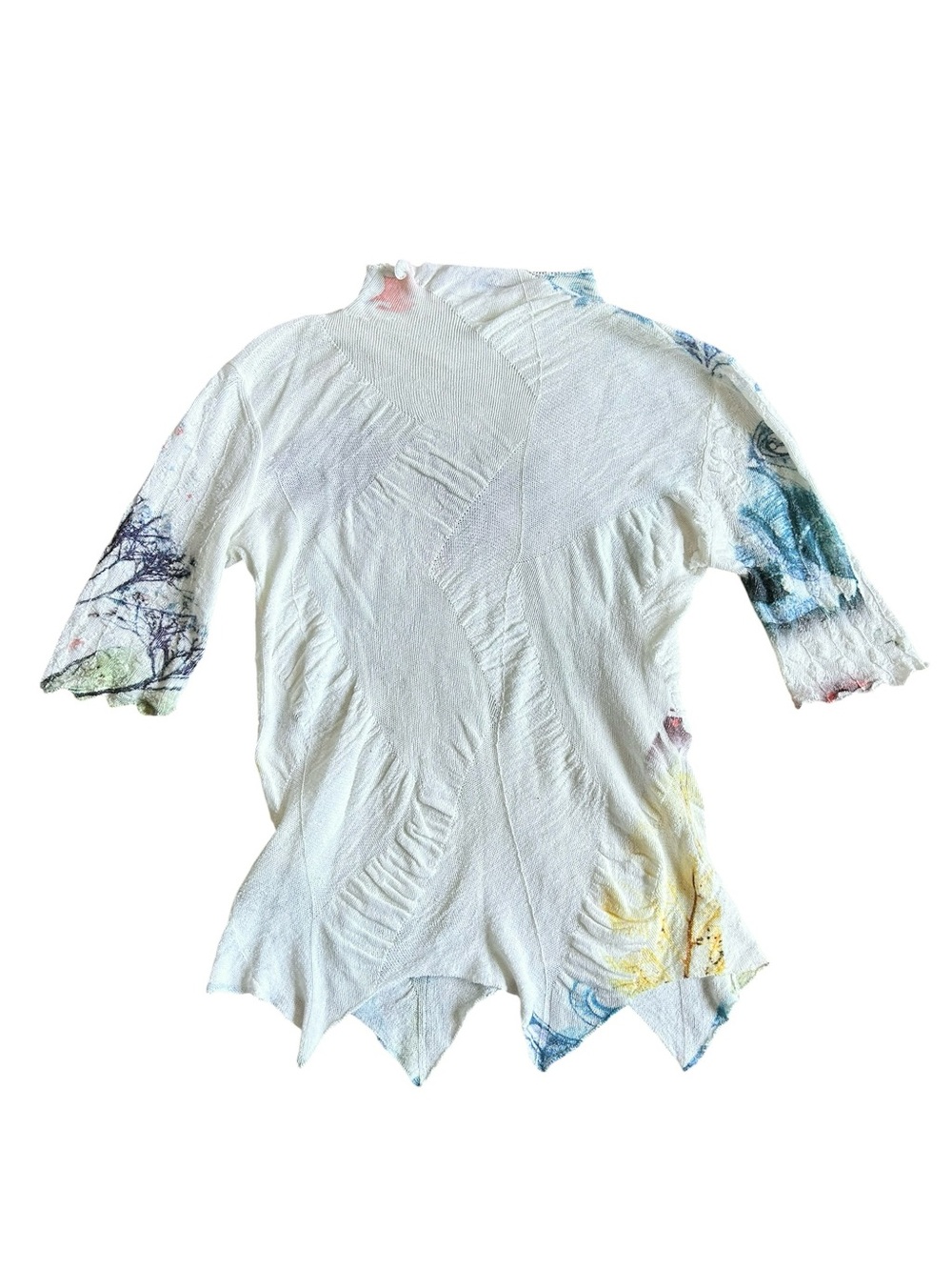 Yoshi Yoshi by PJ Asymmetrical Watercolor Knit Top Art to Wear Japan XS/S - Picture 4 of 8